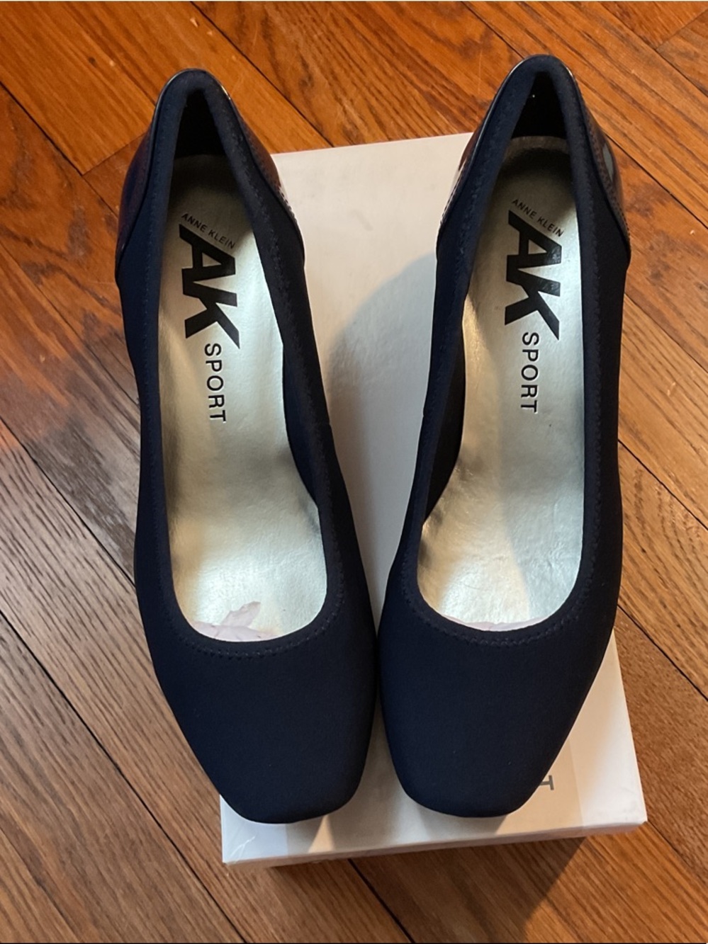 Anne Klein Navy Stretch Pump Heel